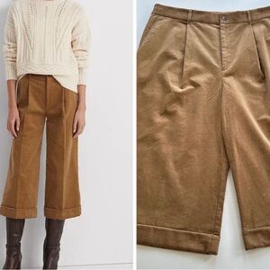 Lauren Ralph Lauren Black Label Women's Pleated Corduroy Culotte Pants 18 Camel